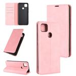 For Xiaomi Redmi 9C Retro-skin Business Magnetic Suction Leather Case with Holder & Card Slots & Wallet(Pink)