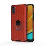 For Xiaomi Redmi 9A Shockproof Honeycomb PC + TPU Ring Holder Protection Case(Red)