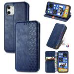 For iPhone 12 Pro Max Cubic Grid Pressed Horizontal Flip Magnetic PU Leather Case with Holder & Card Slots & Wallet(Blue)