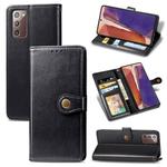 For Samsung Galaxy Note 20 Ultra Retro Solid Color Leather Buckle Phone Case with Lanyard & Photo Frame & Card Slot & Wallet & Stand Function(Black)