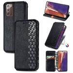 For Samsung Galaxy Note 20 Cubic Grid Pressed Horizontal Flip Magnetic PU Leather Case with Holder & Card Slots & Wallet(Black)