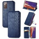 For Samsung Galaxy Note20 Ultra Cubic Grid Pressed Horizontal Flip Magnetic PU Leather Case with Holder & Card Slots & Wallet(Blue)