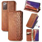 For Samsung Galaxy Note20 Ultra Cubic Grid Pressed Horizontal Flip Magnetic PU Leather Case with Holder & Card Slots & Wallet(Brown)