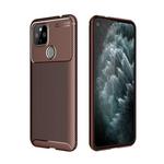 For Google Pixel 5 XL Carbon Fiber Texture Shockproof TPU Case(Brown)