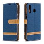 Color Matching Denim Texture Leather Case for Galaxy  M30, with Holder & Card Slots & Wallet & Lanyard(Dark Blue)