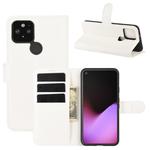 For Google Pixel 5 XL  Litchi Texture Horizontal Flip Protective Case with Holder & Card Slots & Wallet(White)