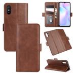 For Xiaomi Redmi 9A Dual-side Magnetic Buckle Horizontal Flip Leather Case with Holder & Card Slots & Wallet(Brown)