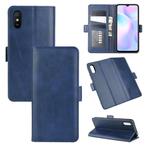 For Xiaomi Redmi 9A Dual-side Magnetic Buckle Horizontal Flip Leather Case with Holder & Card Slots & Wallet(Dark Blue)
