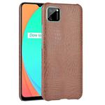 For Oppo Realme C11 Shockproof Crocodile Texture PC + PU Case(Brown)