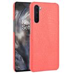 For OnePlus Nord Shockproof Crocodile Texture PC + PU Case(Red)