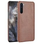 For OnePlus Nord Shockproof Crocodile Texture PC + PU Case(Brown)