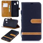 Color Matching Denim Texture Leather Case for Galaxy  M20, with Holder & Card Slots & Wallet & Lanyard(Black)