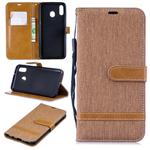 Color Matching Denim Texture Leather Case for Galaxy  M20, with Holder & Card Slots & Wallet & Lanyard(Brown)