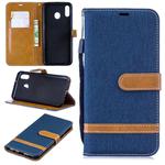 Color Matching Denim Texture Leather Case for Galaxy  M20, with Holder & Card Slots & Wallet & Lanyard(Dark Blue)