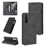 For OnePlus Nord Retro-skin Business Magnetic Suction Leather Case with Holder & Card Slots & Wallet(Black)