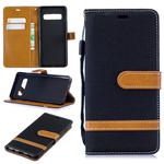 Color Matching Denim Texture Leather Case for Galaxy  S10, with Holder & Card Slots & Wallet & Lanyard(Black)