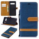 Color Matching Denim Texture Leather Case for Galaxy  S10, with Holder & Card Slots & Wallet & Lanyard(Dark Blue)