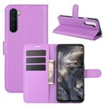 For OnePlus Nord Litchi Texture Horizontal Flip Protective Case with Holder & Card Slots & Wallet(Purple)
