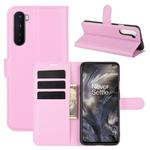 For OnePlus Nord Litchi Texture Horizontal Flip Protective Case with Holder & Card Slots & Wallet(Pink)