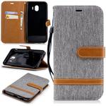 Color Matching Denim Texture Leather Case for Galaxy J4 (2018), with Holder & Card Slots & Wallet & Lanyard(Gray)