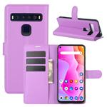 For TCL 10L Litchi Texture Horizontal Flip Protective Case with Holder & Card Slots & Wallet(Purple)