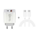 SDC-18W 18W PD 3.0 Type-C / USB-C + QC 3.0 USB Dual Fast Charging Universal Travel Charger with Type-C / USB-C to Type-C / USB-C Fast Charging Data Cable, EU Plug