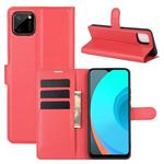 For OPPO Realme C11 Litchi Texture Horizontal Flip Protective Case with Holder & Card Slots & Wallet(Red)