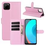 For OPPO Realme C11 Litchi Texture Horizontal Flip Protective Case with Holder & Card Slots & Wallet(Pink)