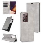 For Samsung Galaxy Note20 Ultra Retro-skin Business Magnetic Suction Leather Case with Holder & Card Slots & Wallet(Grey)