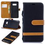 Color Matching Denim Texture Leather Case for Galaxy  S10e , with Holder & Card Slots & Wallet & Lanyard(Black)