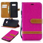 Color Matching Denim Texture Leather Case for Galaxy  S10e , with Holder & Card Slots & Wallet & Lanyard(Rose red)