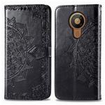 For Nokia 5.3 Mandala Flower Embossed Horizontal Flip Leather Case with Bracket / Card Slot / Wallet / Lanyard(Black)