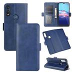 For Motorola Moto E 2020 Dual-side Magnetic Buckle Horizontal Flip Leather Case with Holder & Card Slots & Wallet(Dark Blue)