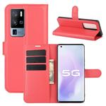 For Vivo X50 Pro+ Litchi Texture Horizontal Flip Protective Case with Holder & Card Slots & Wallet(Red)
