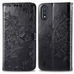 For Samsung Galaxy M01 Halfway Mandala Embossing Pattern Horizontal Flip Leather Case with Holder & Card Slots & Wallet & Lanyard(Black)