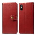 For Xiaomi Redmi 9A Retro Solid Color Leather Buckle Phone Case with Lanyard & Photo Frame & Card Slot & Wallet & Stand Function(Red)