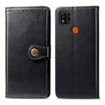 For Xiaomi Redmi 9C Retro Solid Color Leather Buckle Phone Case with Lanyard & Photo Frame & Card Slot & Wallet & Stand Function(Black)