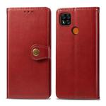 For Xiaomi Redmi 9C Retro Solid Color Leather Buckle Phone Case with Lanyard & Photo Frame & Card Slot & Wallet & Stand Function(Red)