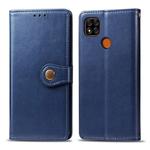 For Xiaomi Redmi 9C Retro Solid Color Leather Buckle Phone Case with Lanyard & Photo Frame & Card Slot & Wallet & Stand Function(Blue)