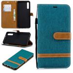 Color Matching Denim Texture Leather Case for Galaxy  A7 / A750 , with Holder & Card Slots & Wallet & Lanyard(Green)