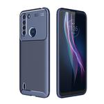 For Motorola One Fusion Carbon Fiber Texture Shockproof TPU Case(Blue)