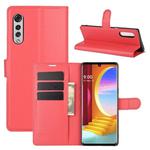 For LG Velvet Litchi Texture Horizontal Flip Protective Case with Holder & Card Slots & Wallet(Red)