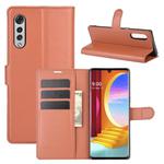 For LG Velvet Litchi Texture Horizontal Flip Protective Case with Holder & Card Slots & Wallet(Brown)