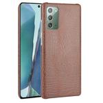 For Samsung Galaxy Note20 Shockproof Crocodile Texture PC + PU Case(Brown)