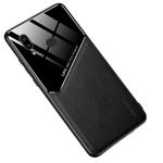 For Samsung Galaxy A20s All-inclusive Leather + Organic Glass Phone Case with Metal Iron Sheet(Black)