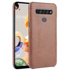 For LG K61 Shockproof Crocodile Texture PC + PU Case(Brown)