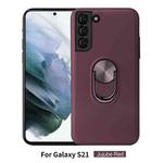 For Samsung Galaxy S21 5G 360 Rotary Multifunctional Stent PC+TPU Case with Magnetic Invisible Holder(Jujube Red)