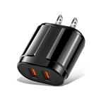 Portable Dual USB Mobile Phone Tablet Universal Charging Head Travel Charger, US Plug(Black)