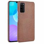For Huawei Honor 30 Youth/Honor 30 Lite Shockproof Crocodile Texture PC + PU Case(Brown)