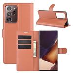 For Samsung Galaxy Note20 Ultra Litchi Texture Horizontal Flip Protective Case with Holder & Card Slots & Wallet(Brown)